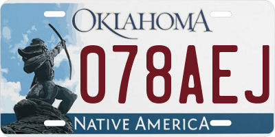 OK license plate 078AEJ