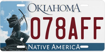 OK license plate 078AFF