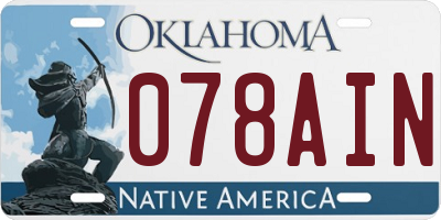 OK license plate 078AIN