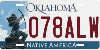 OK license plate 078ALW