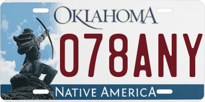 OK license plate 078ANY