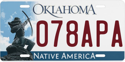 OK license plate 078APA