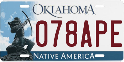 OK license plate 078APE