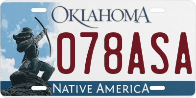 OK license plate 078ASA
