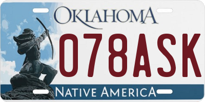 OK license plate 078ASK
