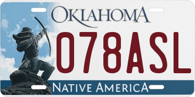 OK license plate 078ASL