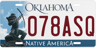 OK license plate 078ASQ
