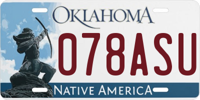 OK license plate 078ASU