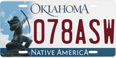 OK license plate 078ASW