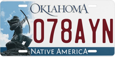 OK license plate 078AYN