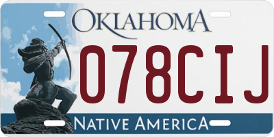 OK license plate 078CIJ