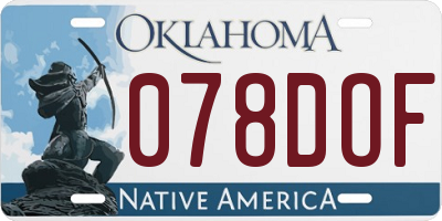 OK license plate 078DOF