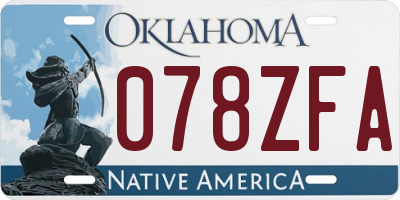 OK license plate 078ZFA