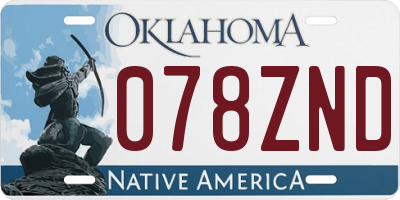 OK license plate 078ZND