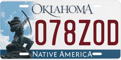 OK license plate 078ZOD