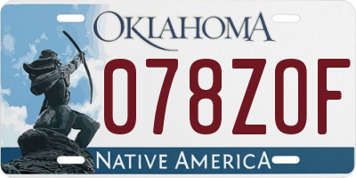 OK license plate 078ZOF