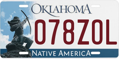 OK license plate 078ZOL