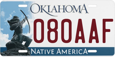 OK license plate 080AAF