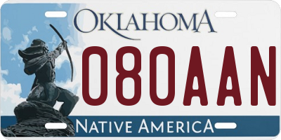 OK license plate 080AAN