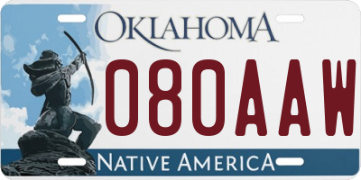 OK license plate 080AAW