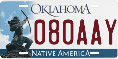 OK license plate 080AAY