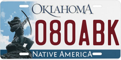 OK license plate 080ABK