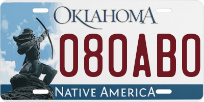 OK license plate 080ABO