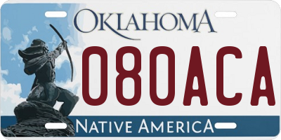 OK license plate 080ACA