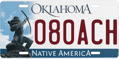 OK license plate 080ACH