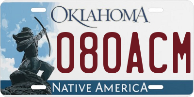 OK license plate 080ACM