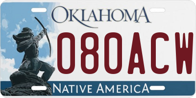 OK license plate 080ACW