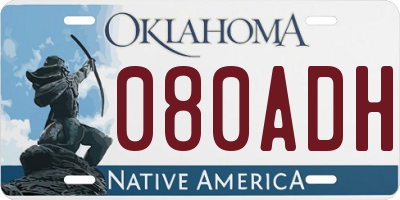 OK license plate 080ADH