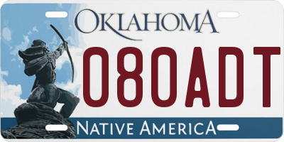 OK license plate 080ADT