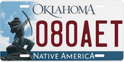 OK license plate 080AET