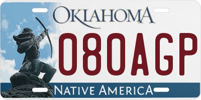 OK license plate 080AGP