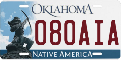 OK license plate 080AIA