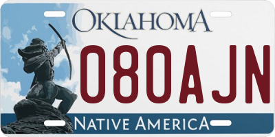 OK license plate 080AJN