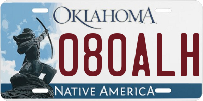 OK license plate 080ALH