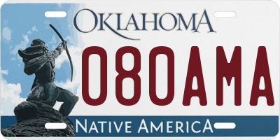 OK license plate 080AMA