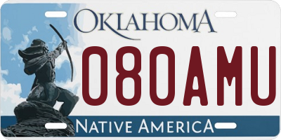 OK license plate 080AMU