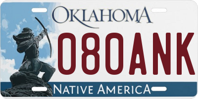 OK license plate 080ANK