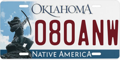 OK license plate 080ANW