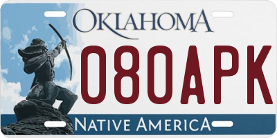 OK license plate 080APK