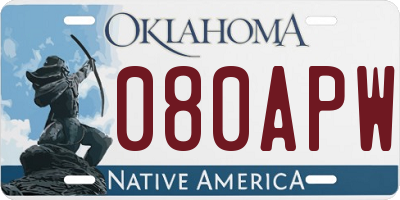 OK license plate 080APW