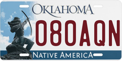 OK license plate 080AQN