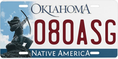 OK license plate 080ASG