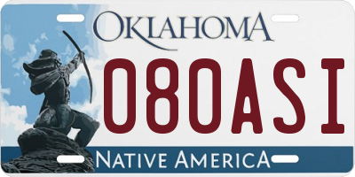 OK license plate 080ASI