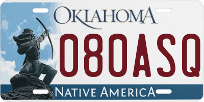 OK license plate 080ASQ
