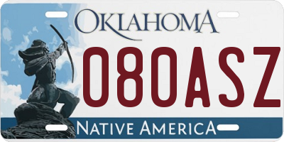 OK license plate 080ASZ