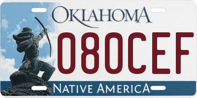 OK license plate 080CEF